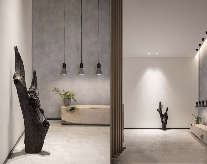 新中式辦公室前臺裝飾設計效果圖