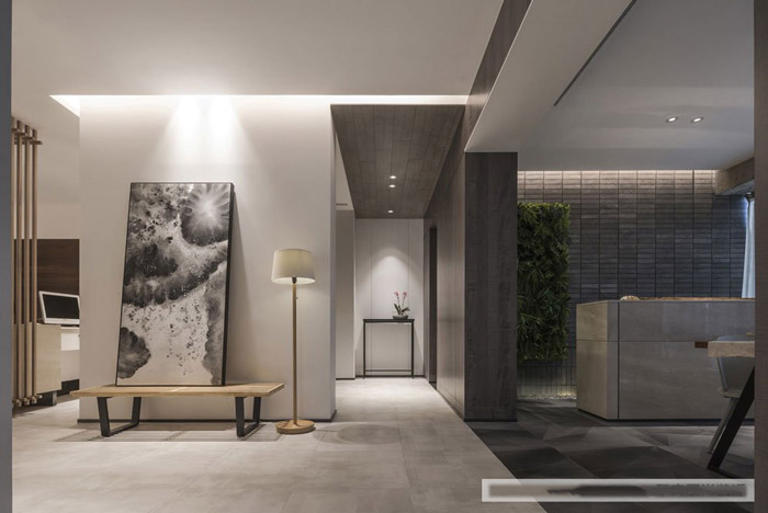 新中式辦公室過道設計效果圖