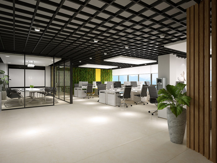 開放式辦公室辦公區(qū)設(shè)計(jì)效果圖