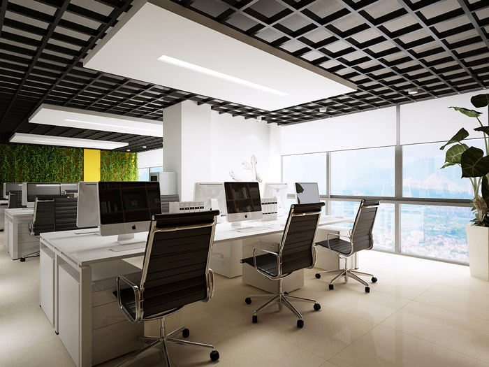 開放式辦公室辦公區(qū)設(shè)計(jì)效果圖