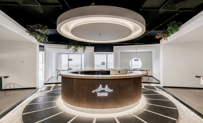 茶業(yè)公司辦公室前臺(tái)裝修設(shè)計(jì)效果圖