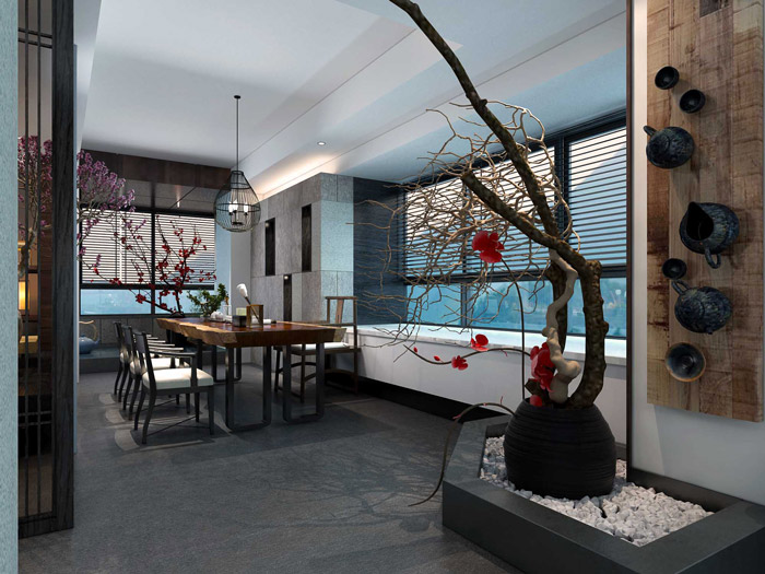 新中式辦公空間會議室裝修效果圖