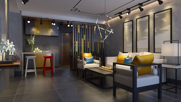 中式工作室茶水間設(shè)計效果圖