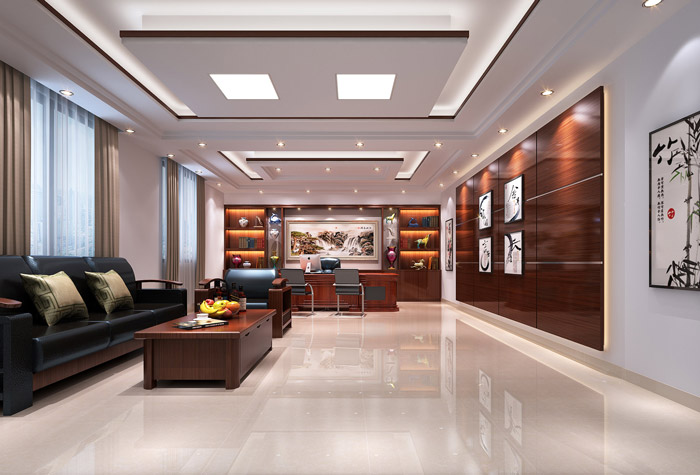 小型中式總經(jīng)理辦公室設(shè)計效果圖