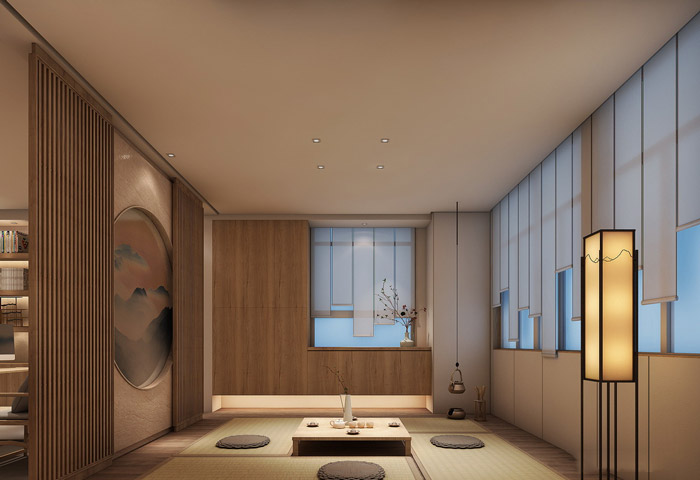 新中式辦公室品茶區(qū)設(shè)計(jì)效果圖