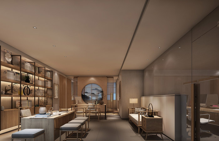 新中式總經(jīng)理辦公室設(shè)計(jì)效果圖