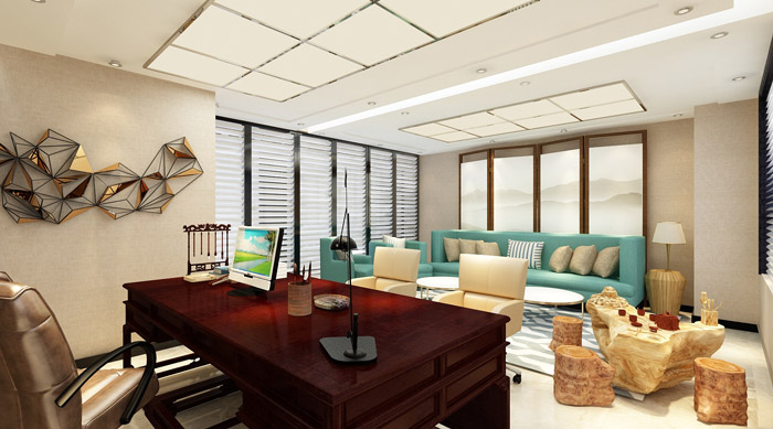 現(xiàn)代中式總經(jīng)理辦公室設計效果圖