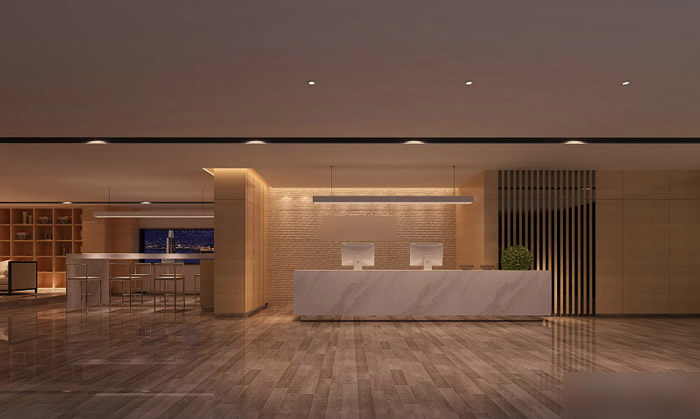 中式禪意辦公室前臺(tái)設(shè)計(jì)效果圖