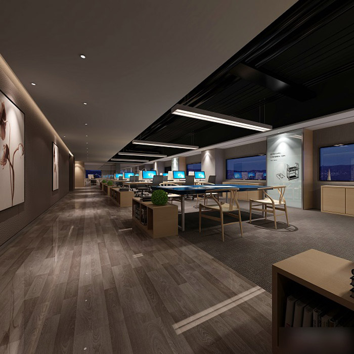 中式禪意辦公室辦公區(qū)設(shè)計(jì)效果圖