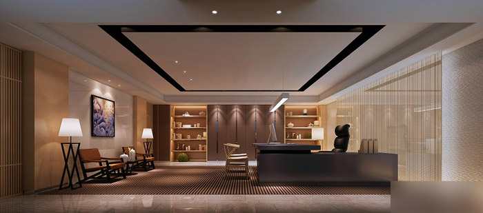 中式禪意總經(jīng)理辦公室設(shè)計(jì)效果圖