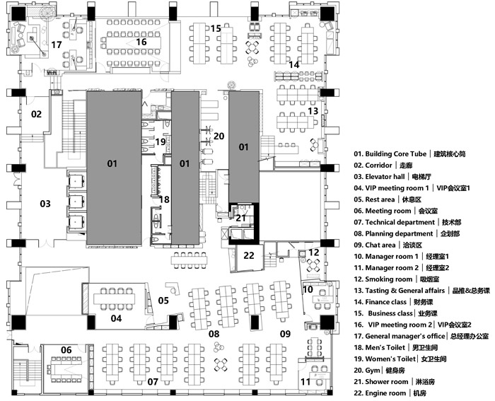 總部辦公樓裝修平面圖