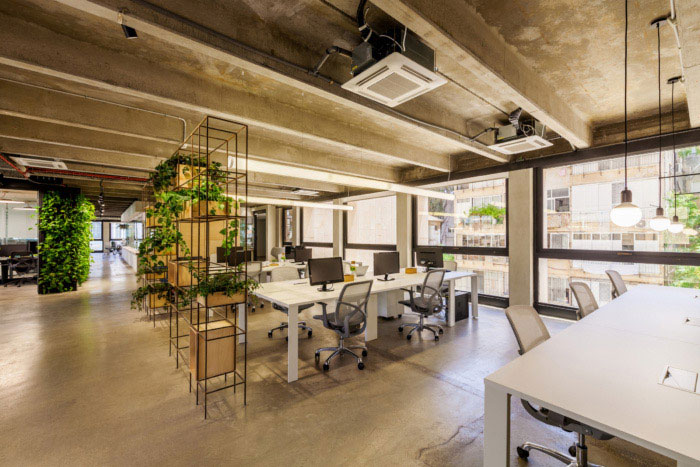 綠色辦公室辦公區(qū)設計效果圖