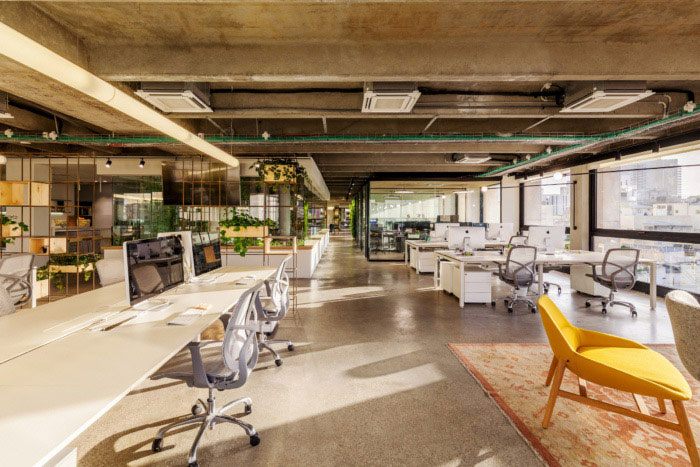 綠色辦公室辦公區(qū)設計效果圖