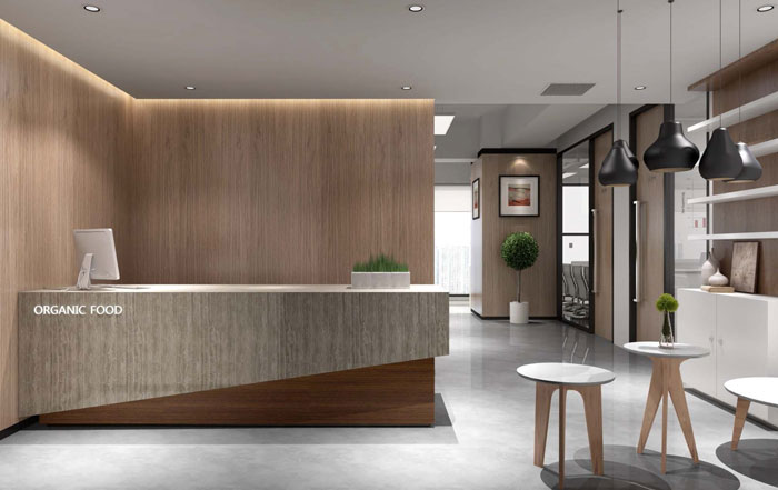 食品公司辦公室前臺(tái)設(shè)計(jì)效果圖