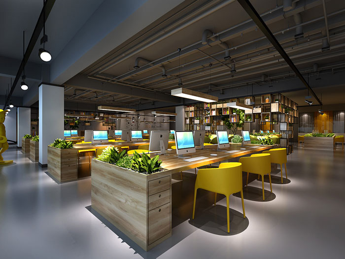 金融辦公室辦公區(qū)裝飾效果圖