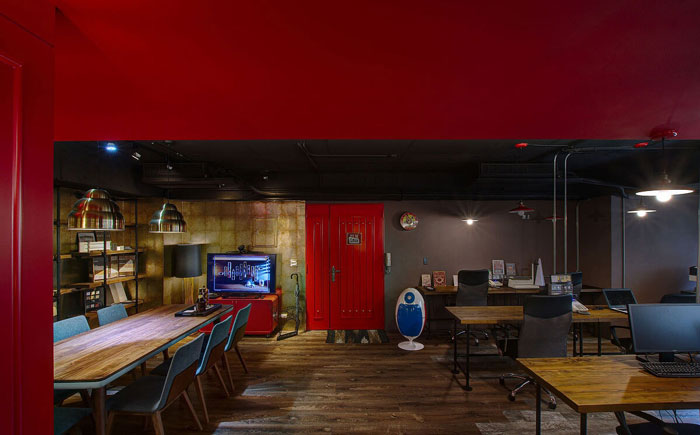 復(fù)古辦公室進門區(qū)裝飾設(shè)計效果圖