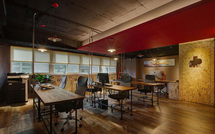 復(fù)古辦公室辦公區(qū)裝飾設(shè)計效果圖