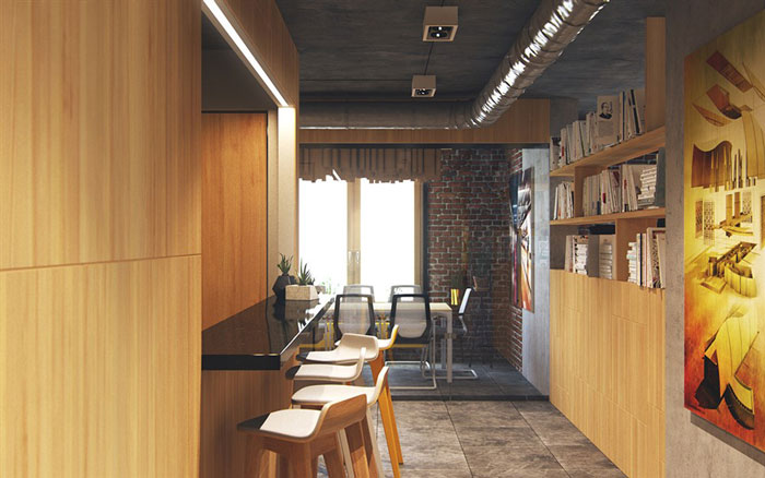 復(fù)古辦公室茶水間裝修設(shè)計(jì)效果圖