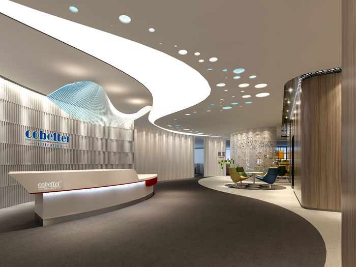 杭州過濾器材公司辦公室接待區(qū)裝修效果圖