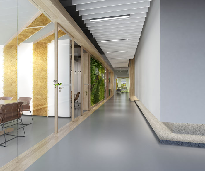 杭州食品公司辦公室過道裝修設(shè)計效果圖