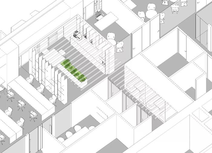 10000平方集團辦公室設(shè)計軸測圖
