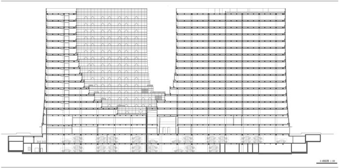 杭州新天地商務中心設計剖面圖